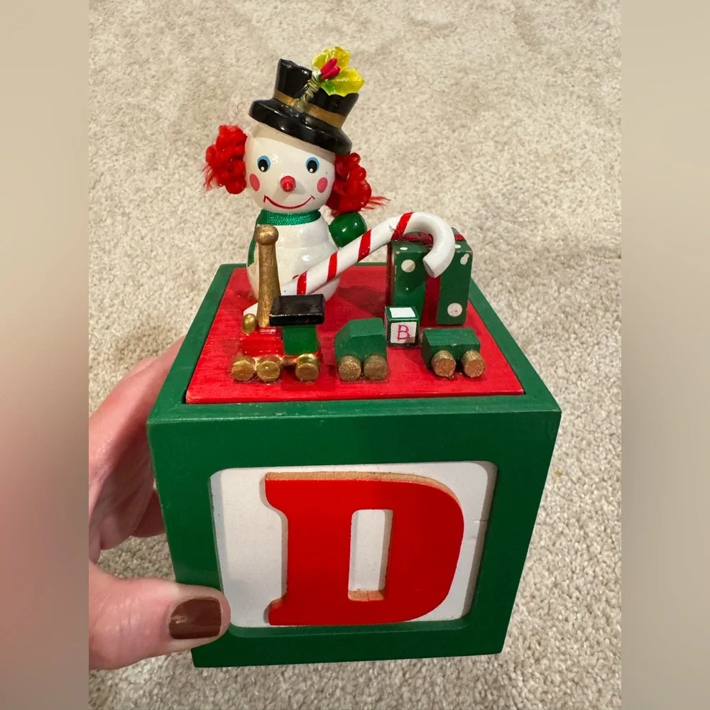 Vintage Christmas snowman Block functional box Decor